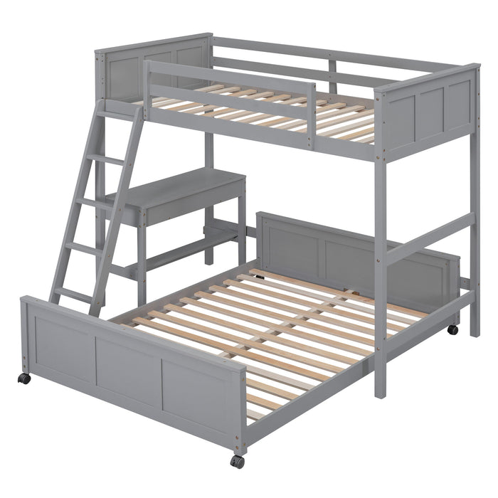 Full Over Full Bunk Bed With Desk