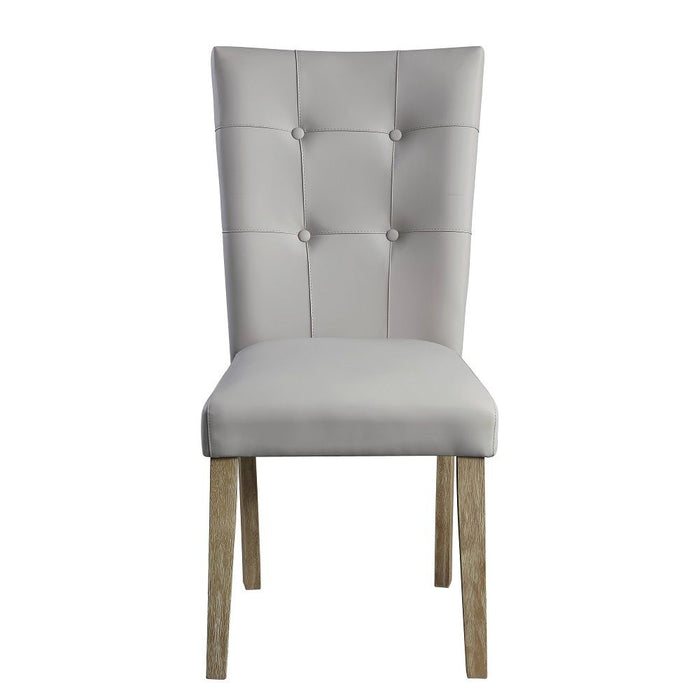 Charnell - Side Chair Set of 2) - Gray Synthetic Leather & Oak