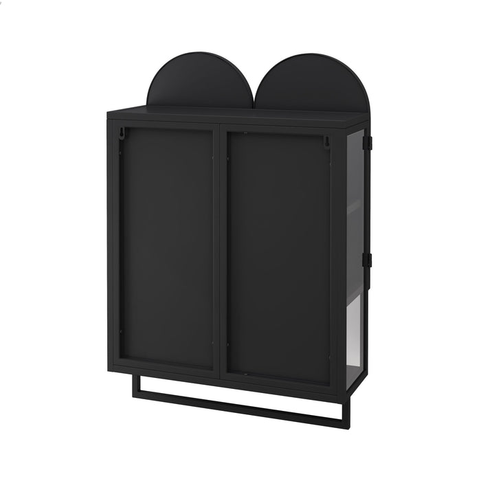 Double Arched Mirror Wall Cabinet With 2 Doors, Featuring Adjustable Shelves And Towel Rack