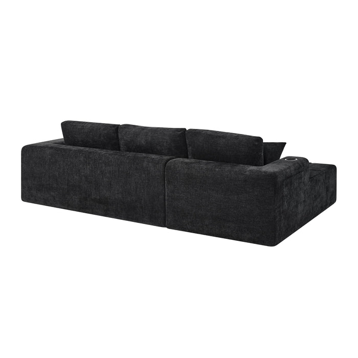 L - Shaped Sectional Sofa With Cup Holders & Side Pockets