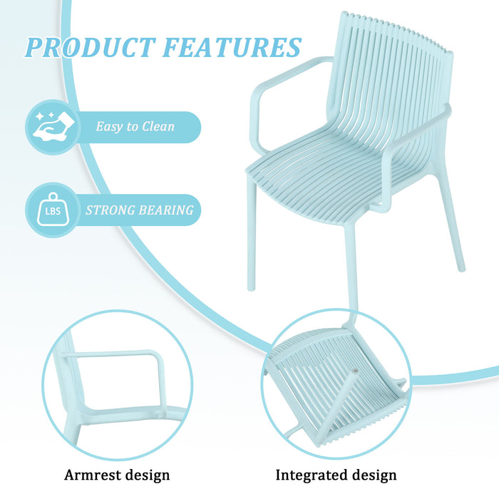 4 Modern Stackable Armchair Matched With Long Table