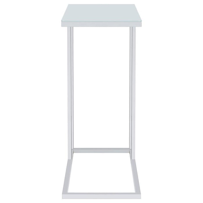 Stella - Glass Top C-Shaped Sofa Side Table - Chrome