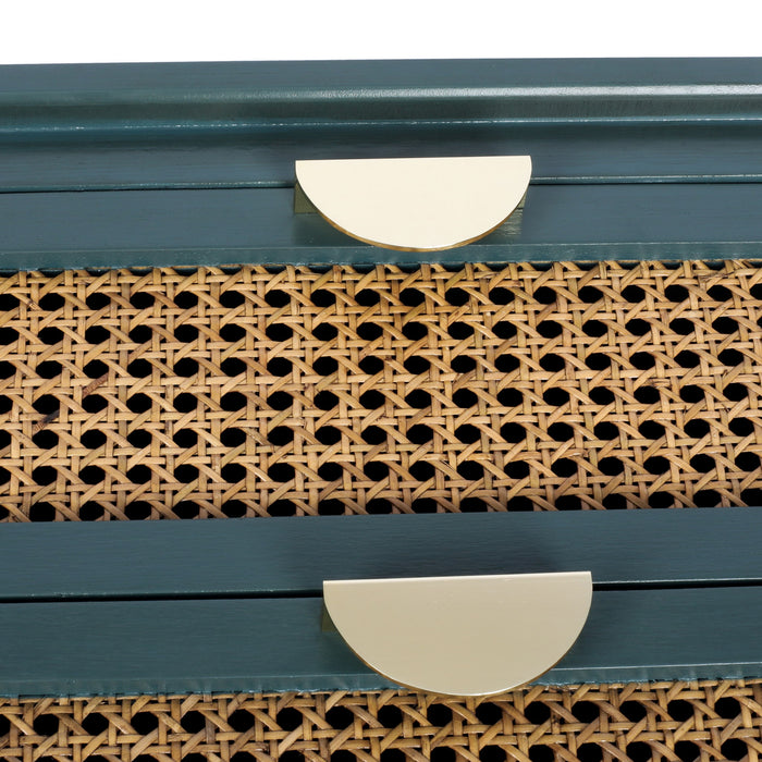 2 Drawer Side Table, Natural Rattan