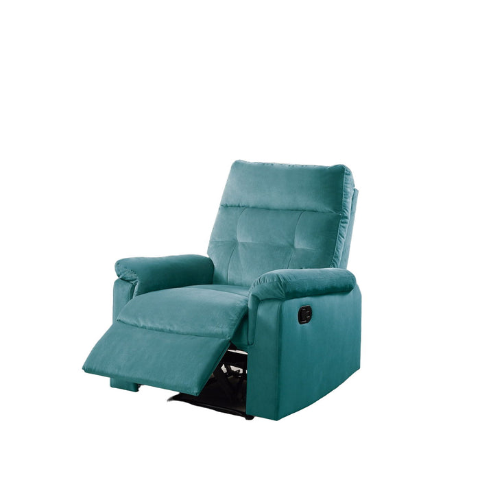 Luxurious Velvet Teal Blue Color Motion Recliner Chair Couch Manual Motion Plush Armrest Tufted Back Living Room Furniture Chair