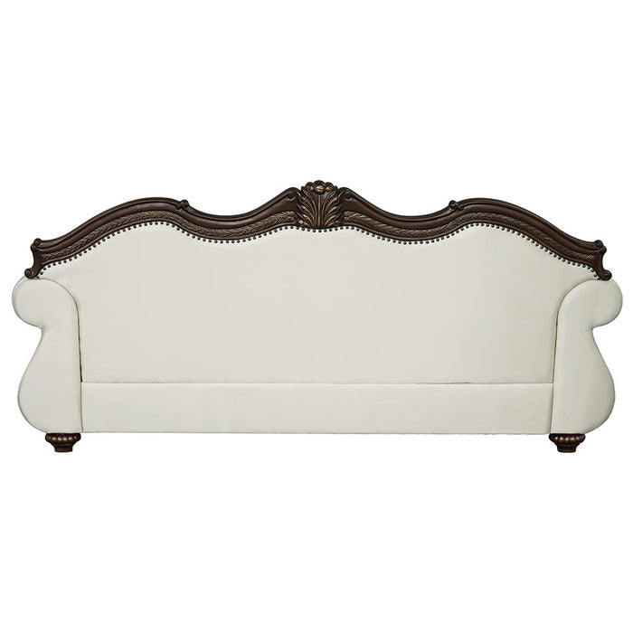 Pierce - Sofa With 5 Pillows - Beige Fabric & Cherry