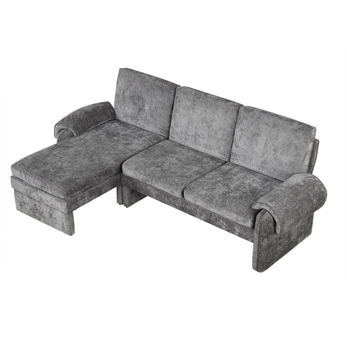 Convertible Futon Sofa Bed With Adjustable Backrest, Reversible Chaise Lounge And 2 Removable Armrest Pillows