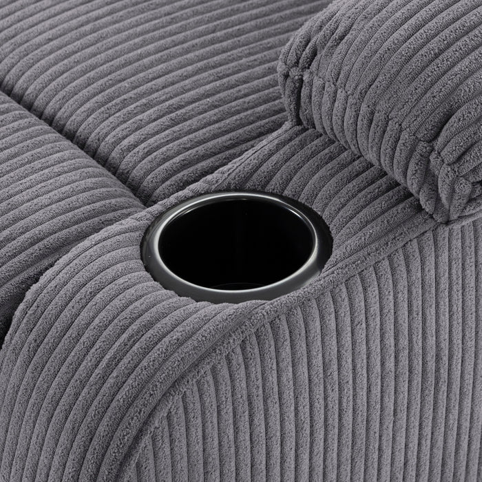 Adjustable Manual Recliner, Ergonomic Lounge Chair With Phone Holder And 2 Cup Holders