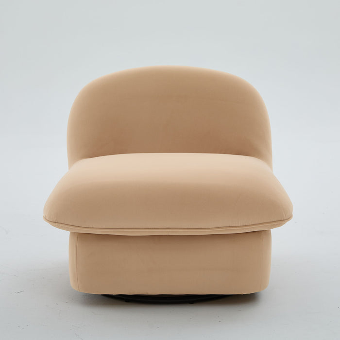 Pumpkin Shaped Swivel Accent Chair, 360 Degree Rotation For Living Room