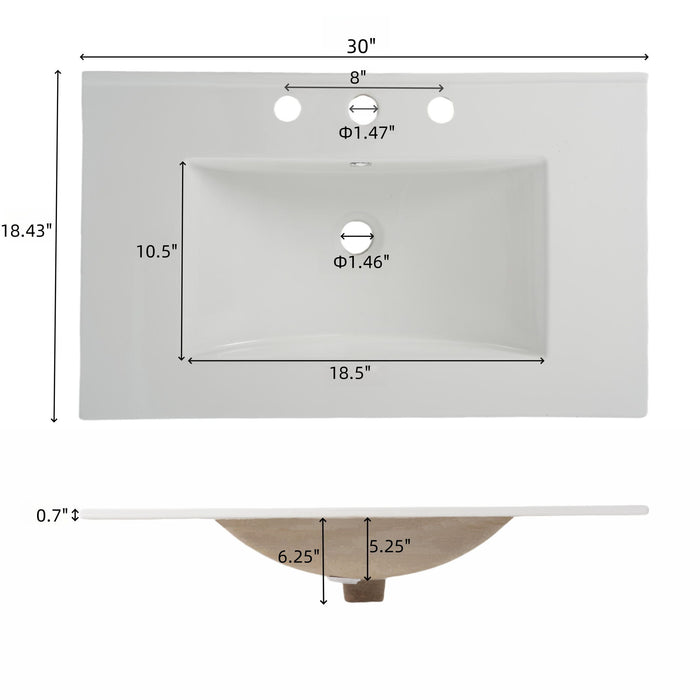 Bathroom Vanity With Ceramic Sink, Adjustable Shelf & Tip Out Tray