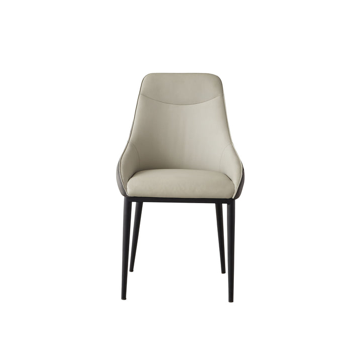 Modern Dining Chair Set Upholstered Seats Steel Metal Legs 2 Tone Contemporary Kitchen Living Room Furniture (Set of 2) - Black / Gray