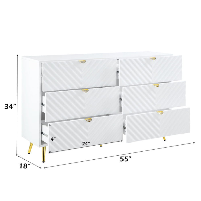 Gaines - 55" Dresser - White High Gloss