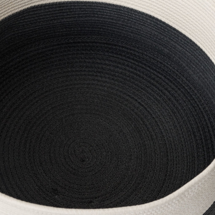 Cotton Round Laundry And Storage Basket With Sturdy Handles - Gray / White