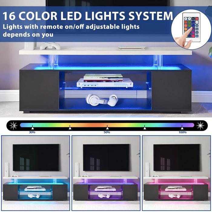 TV Stant With LED And Large Side Cabinet