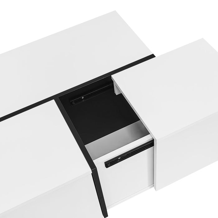Extendable Coffee Table With 2 Hidden Storage Space And 2 Drawers For Living Room