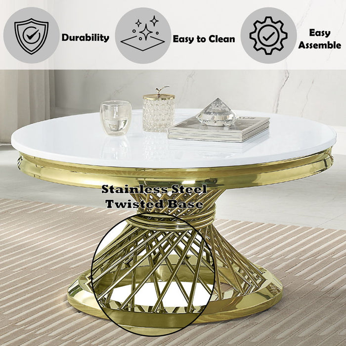 Fallon - Coffee Table With Engineered Stone Top - Engineered Stone Top & Gold