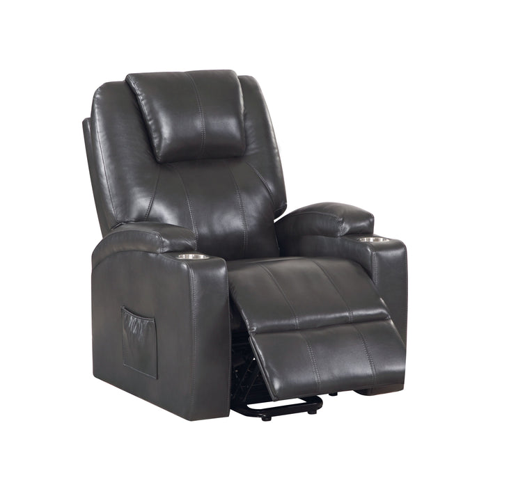 Acme Evander Recliner Width / Power Lift, Gunmetal Leather Aire Lv02182