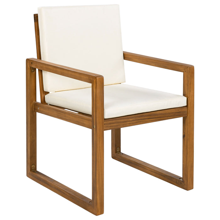 5 Piece Outdoor Patio Dining Set With 4 Armchairs And Table - Beige