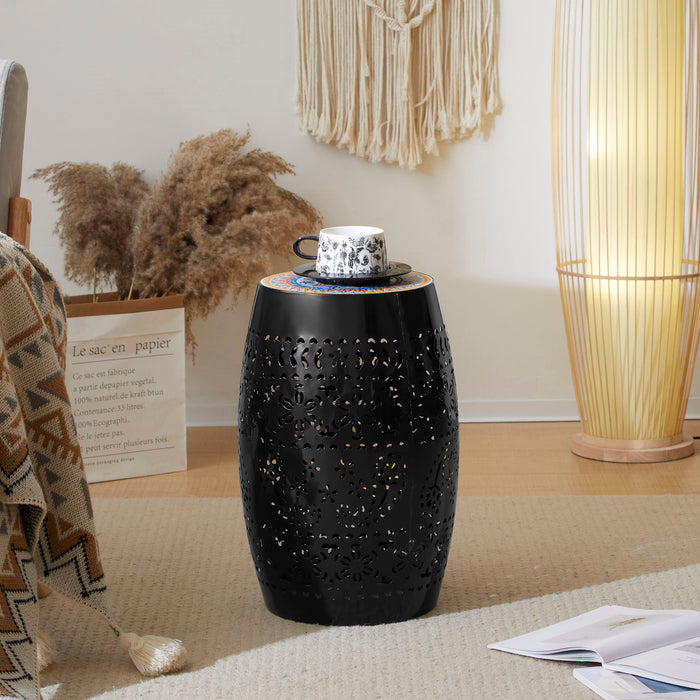 Ruby - Boho Mosaic Side Table With Ceramic Tile Top