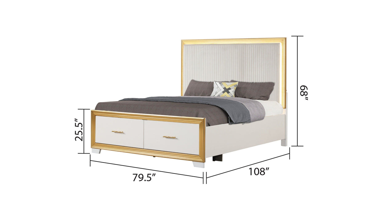 Obsession Contemporary Style 4 Piece King Bedroom Set Made With Wood & Gold Finish