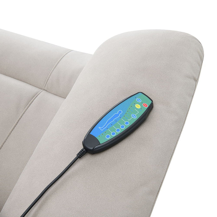 Chriki - Power Recliner With Lift & Heating & Massage - Beige Chenille & Black