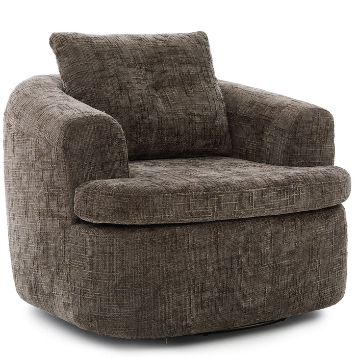 Modern Swivel Barrel Chair With Dual-Layer Cushion