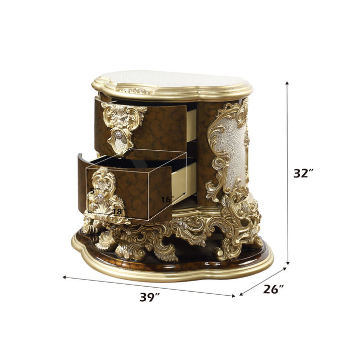 Desiderius - Nightstand - Antique Gold & Hand Painted Brown
