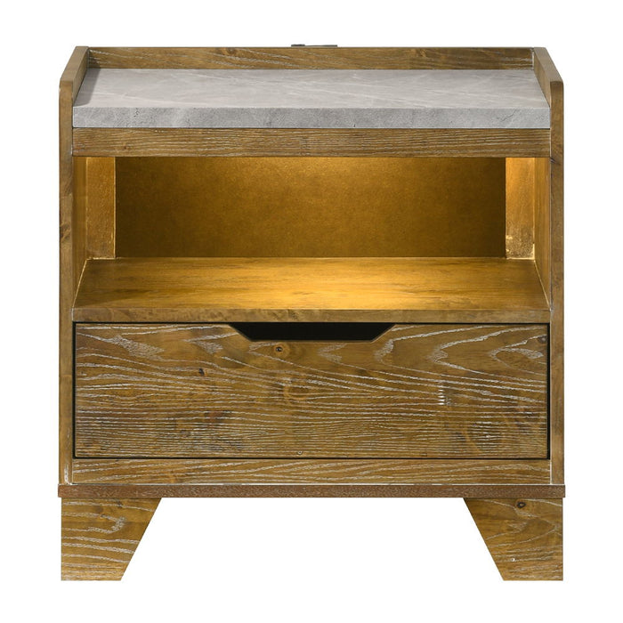 Garcia - Nightstand With LED - Light Brown