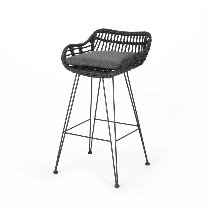 Outdoor Rattan Bar Chair With Metal Legs