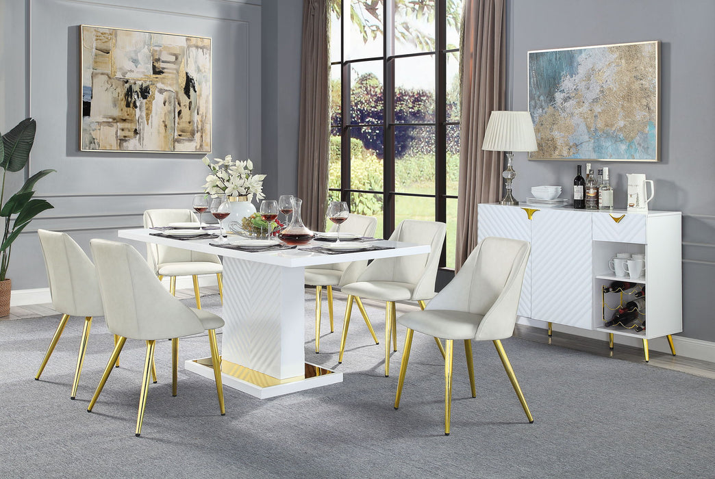 Gaines - High Gloss Dining Table With Pedestal Base
