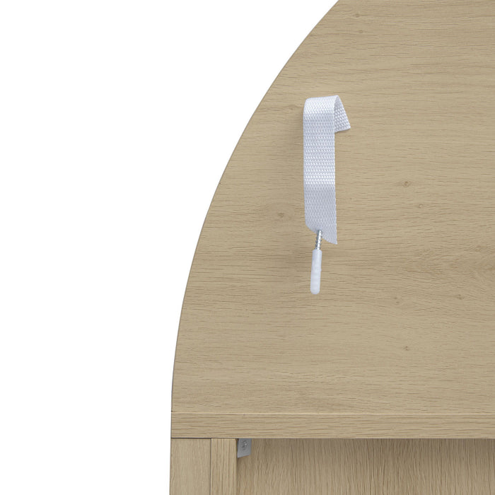 Tall Arched Kitchen Pantry, Arched Storage Display Cabinet With 2 Drawers & Adjustable Shelves, Rattan Door Versatile Storage Cabinet For Kitchen, Dining Room - Natural