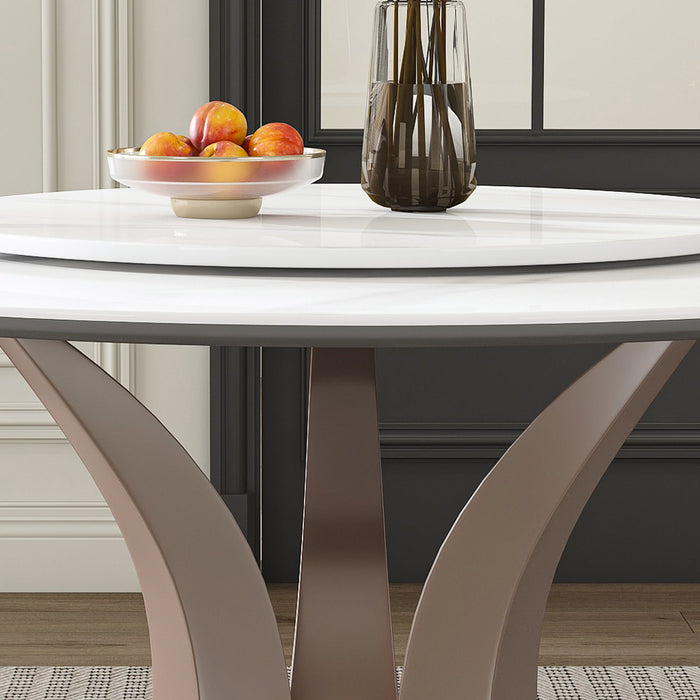 Table With Rotating Tray Scratch & Heat For Kitchen & Restaurant, 4 Chairs - White