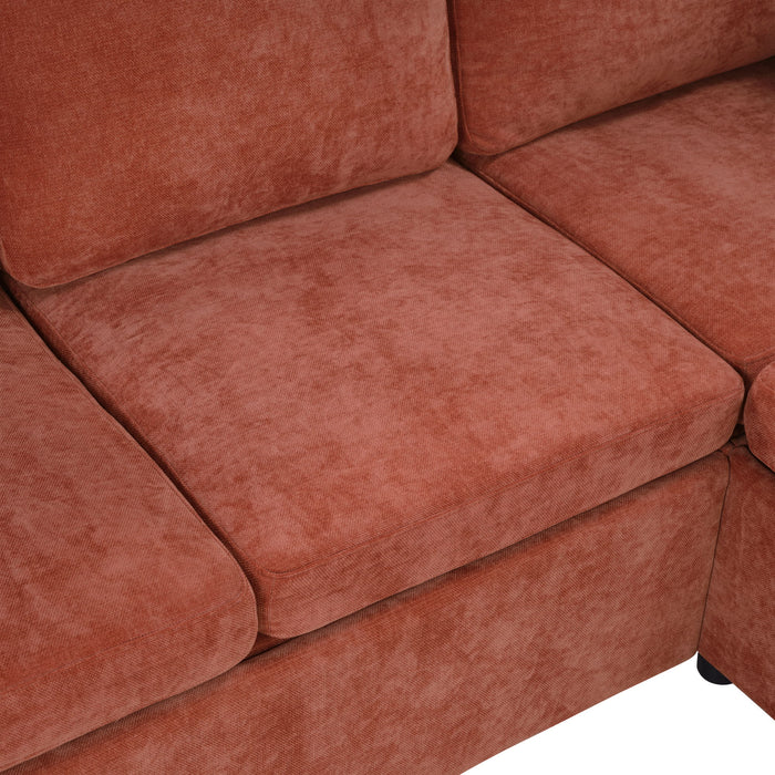 Modern L Shaped Sectional Sofa Bed With Hidden Storage Chenille Upholstery