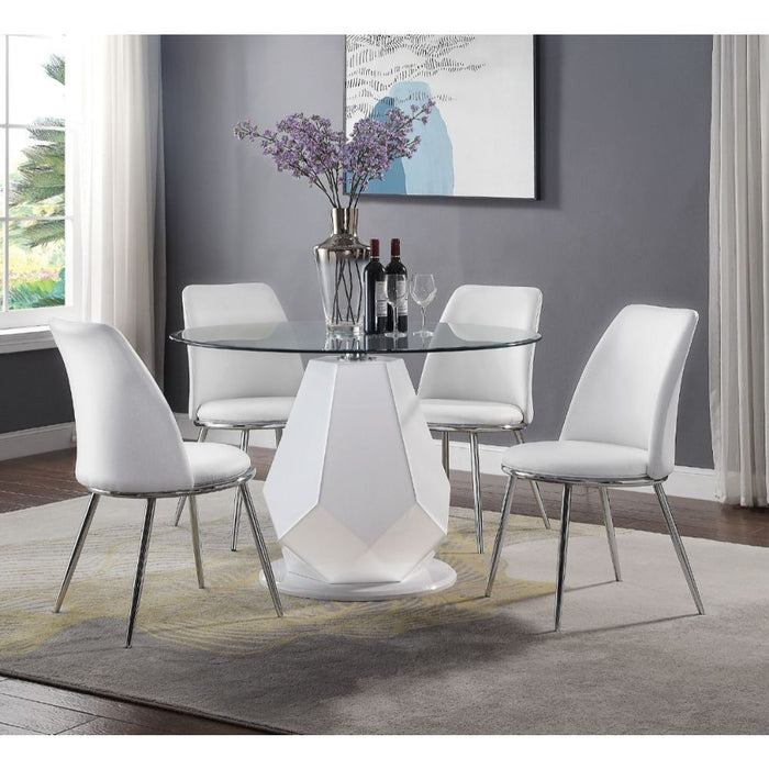 Weizor - Side Chair Set of 2) - White Synthetic Leather & Chrome