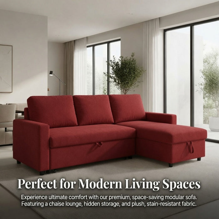 L - Shaped Convertible Sofa Bed With Storage Chaise