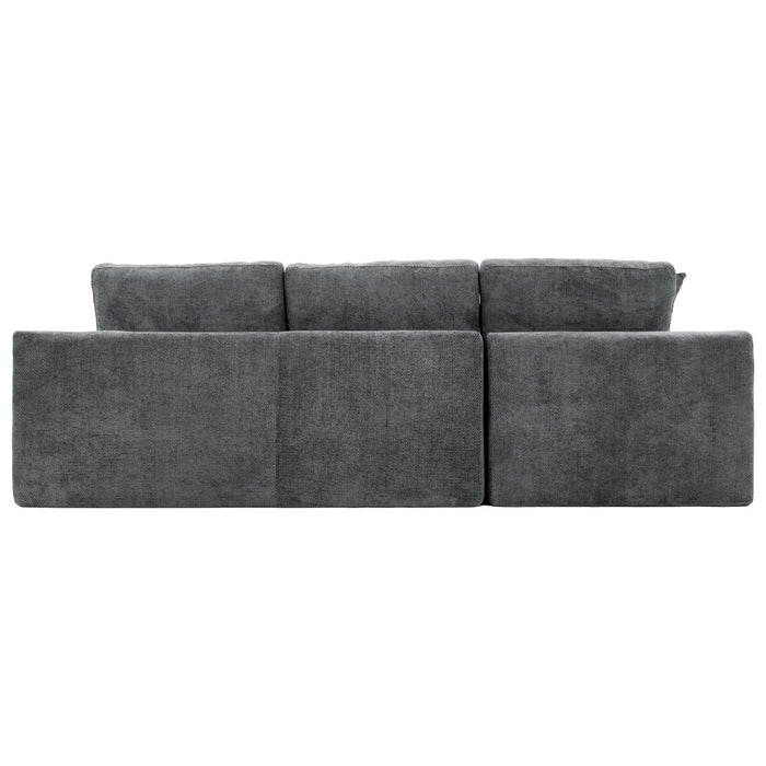 Cloud Sectional Sofa With Double Layer Cushion And Side Pockets, Free-Combined