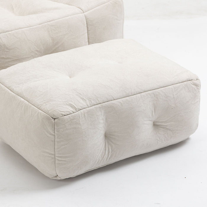 Modern Indoor Fluffy Bean Bag Chair With Memory Foam And Ottoman, Super Soft