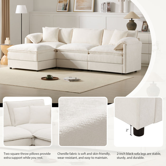 Modular Sectional With Deep And Wide Seat, Cloud Couch Set With Double Cushions Sofa With Movable Ottoman