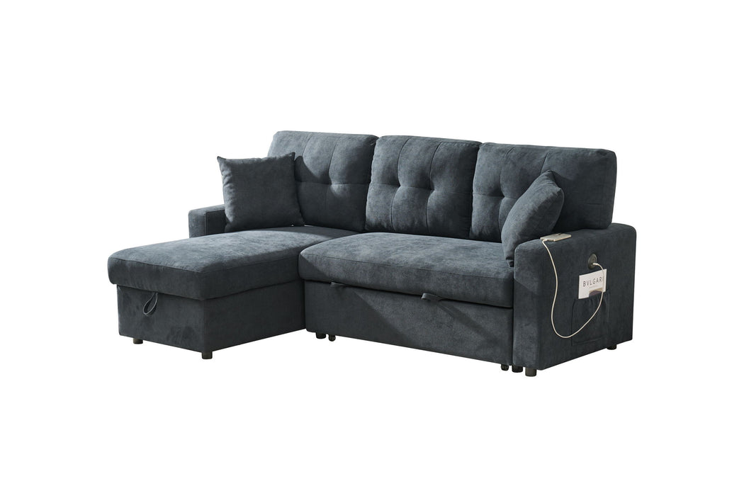 Reversible Sofa Couch Sleeper With Pull Out Bed And USB Port