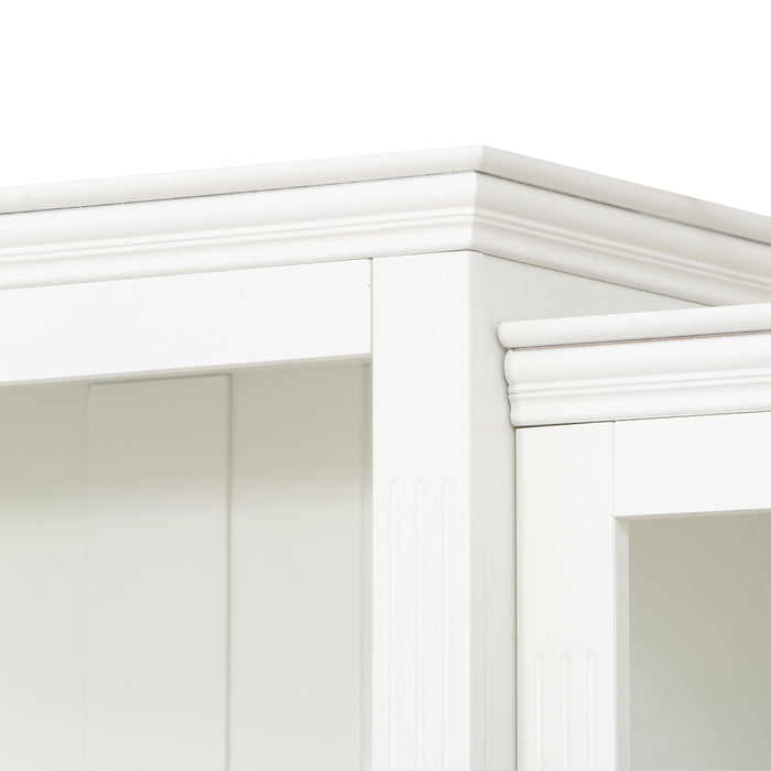 Retro Style 3 Piece Bookcase Display Cabinet With Adjustable LED Lighting, Tempered Glass Shelves - White