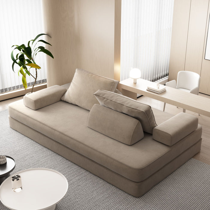 Multifunctional Convertible Sofa Bed With 2 Tumbler Backrests And 2 Pillows, Deep Seat Couch