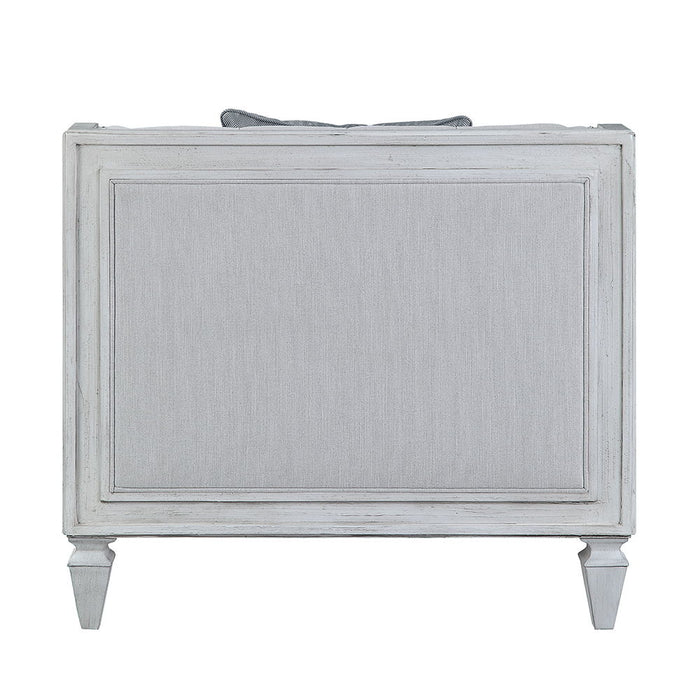 Katia - Chair With Pillow - Light Gray Linen & Weathered White