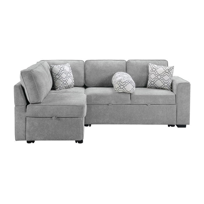 Convertible Sectional L-Shaped Sofa With Dual Pull-Out Sleepers, Flip-Top Table, USB Ports, Cup Holder & Storage