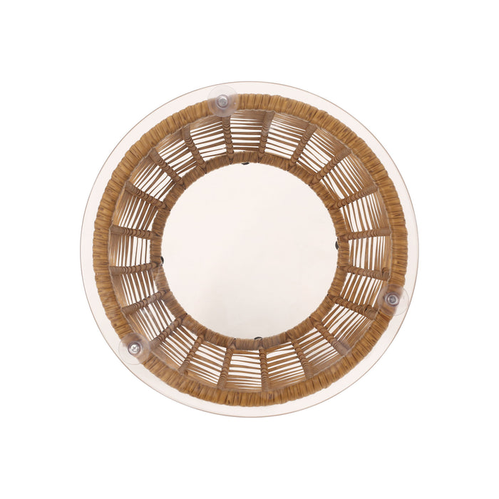 Boho Arias - Side Table With Tempered Glass Top And Rattan Wrap