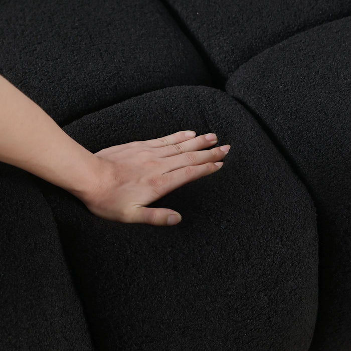 87.4 Length, 35.83" Deepth, Human Body Structure For Usa People, Marshmallow Sofa, Boucle Sofa, 3 Seater, Black Boucle
