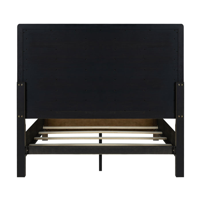 Panel Bed Frame With Unique Headboard And Included Slats