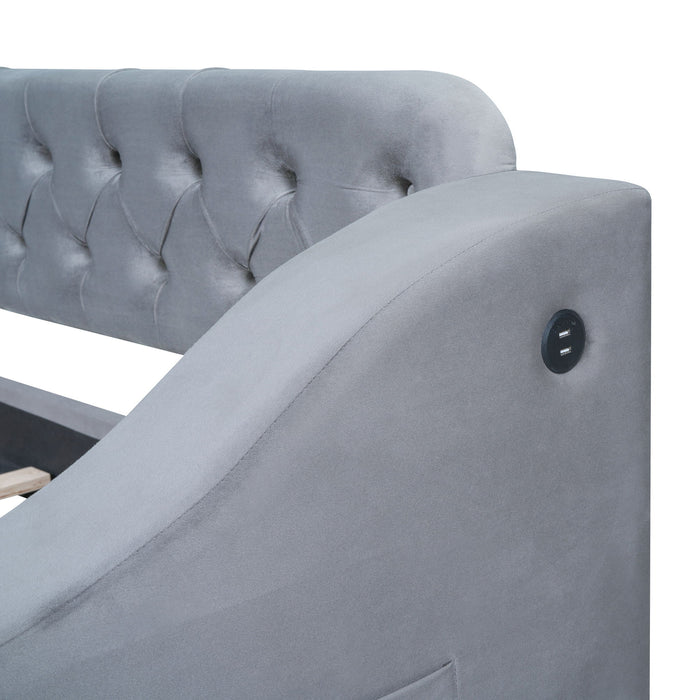 Upholstered Daybed With Storage Armrests And USB Port