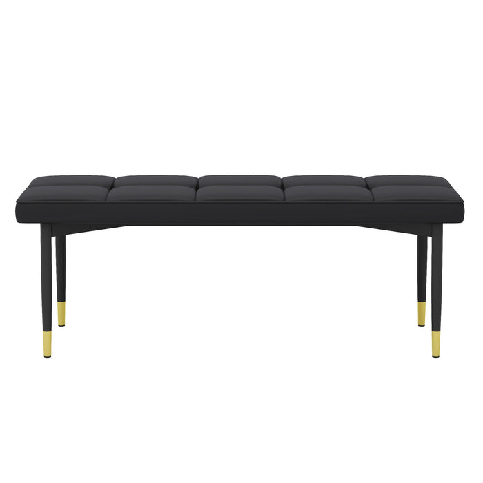 Multifunctional Shoe Bench, Sturdy Metal Legs With Gold Accents - Black