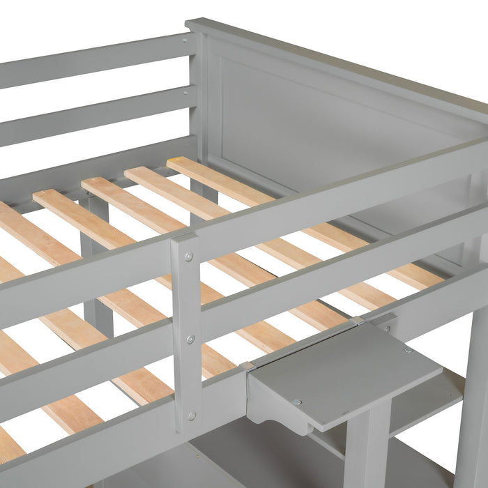 Loft Bed With Drawers With Desk And Shelves