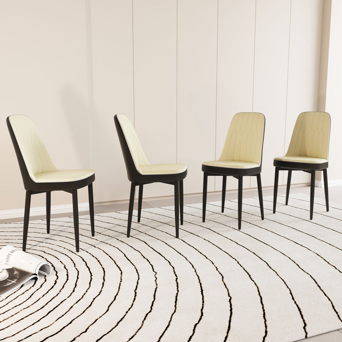 Modern Dining Chair With Cushions And Metal Legs