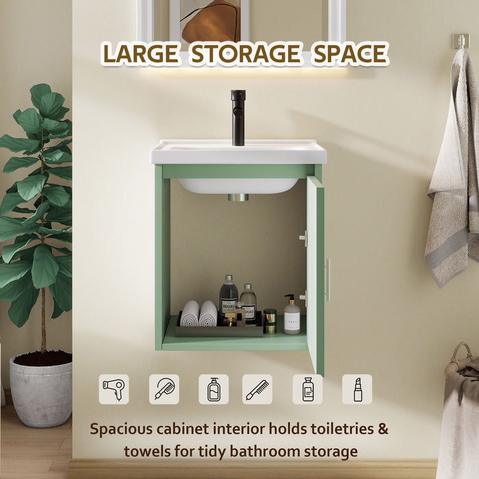 Floating Bathroom Vanity Combo, Wall Mounted Cabinet With Sink & Soft Close Doors For Small Bathrooms